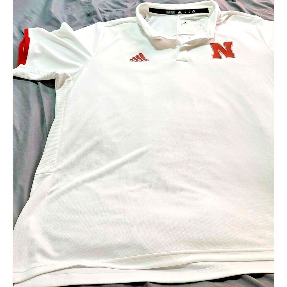 Adidas‎ Nebraska Cornhuskers Shirt 2XL White Red Sports College 2018 Climalite